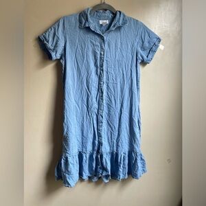 Japna Button Up 100% Lyocell dress ruffle bottom size XS